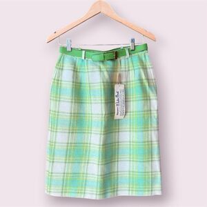 STEVENS Vintage 60s Wool Plaid Skirt Palm Springs Golf Resort Mod Pastel *NEW*